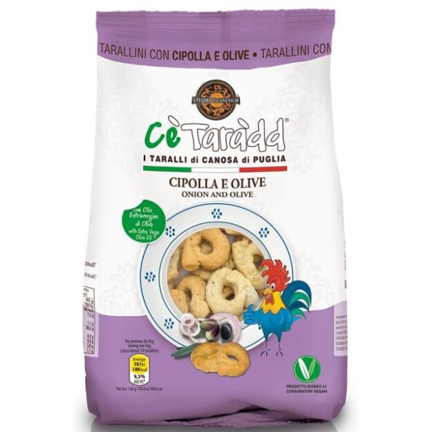 Taralli 'Tesorini' z cebulą i oliwkami, 225g