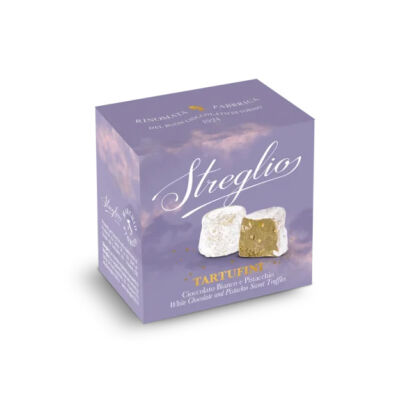 Czekoladowe trufle biała czekolada i pistacje, 55g, Streglio