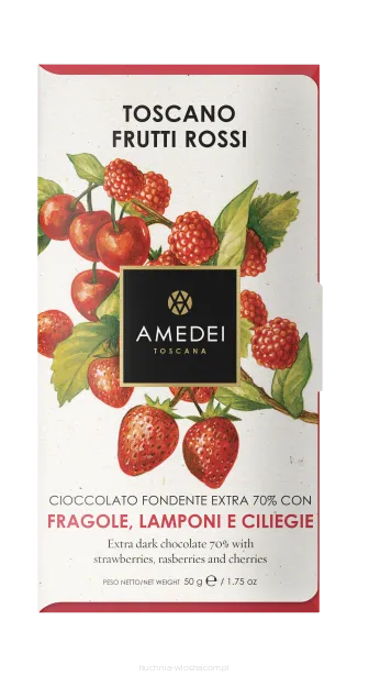 Frutti Rossi - czekolada Amedei ciemna 70% z owocami, 50g