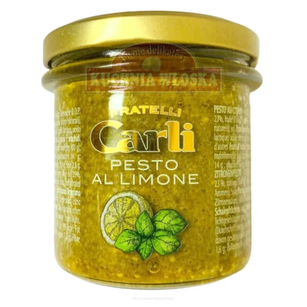 Pesto al Limone - cytrynowe pesto zielone z bazylią genueńską DOP, Carli 130g