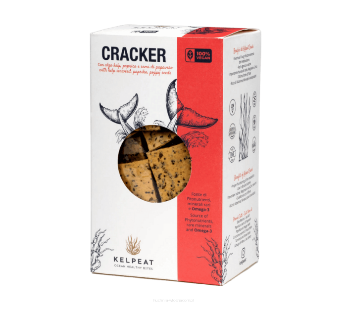 Spicy Wave - krakersy z algami Kelp, papryką i makiem, 100g