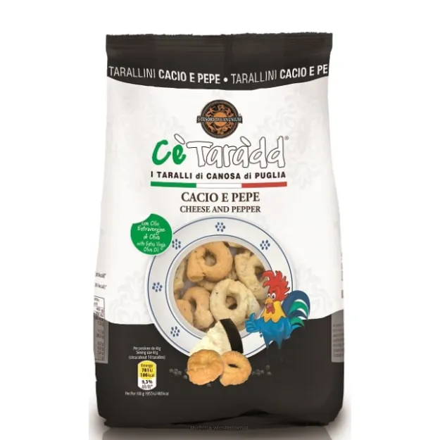 Taralli 'Tesorini' ser owczy cacio i pieprz, 225g