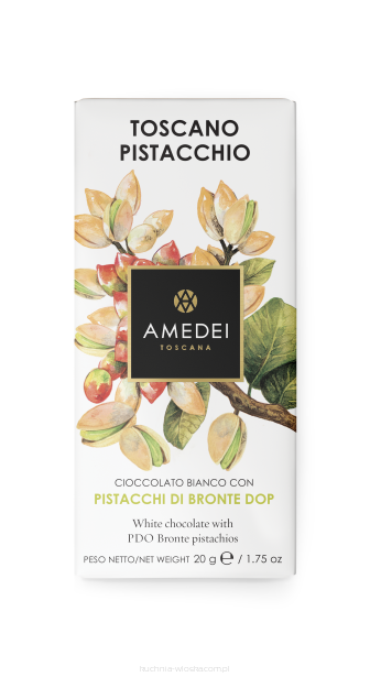 Mini czekolada Biała z Pistacjami, 20g