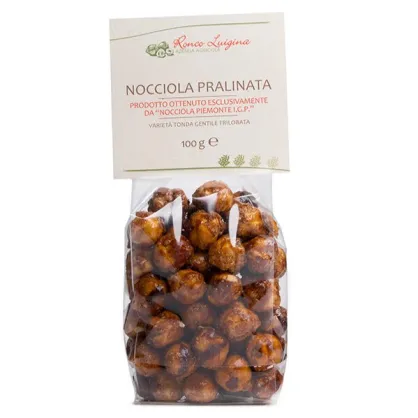 "Nocciola pralinata" - słodka przekąska z orzechów laskowych "Nocciola Piemonte IGP" w karmelu 100g, Ronco Luigina