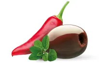 Oliwki czarne Leccino z oregano i papryczkami peperoncino, 300g