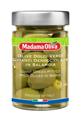 Oliwki zielone Olbrzymie, bez pestek, w zalewie, 300g