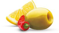 Oliwki zielone z cytryną i  papryczkami peperoncino, 300g