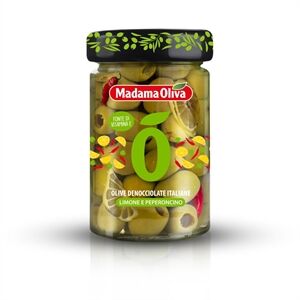 Oliwki zielone z cytryną i  papryczkami peperoncino, 300g