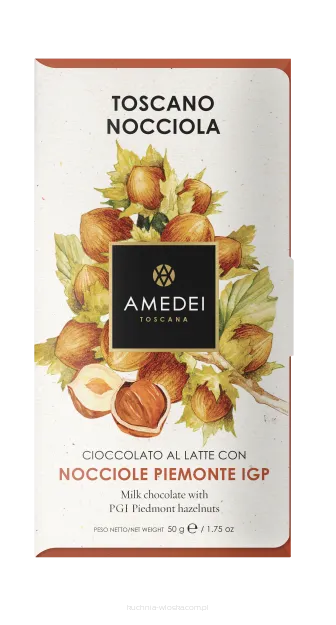 Toscano Nocciola - Czekolada Amedei mleczna z orzechami laskowymi, 50g