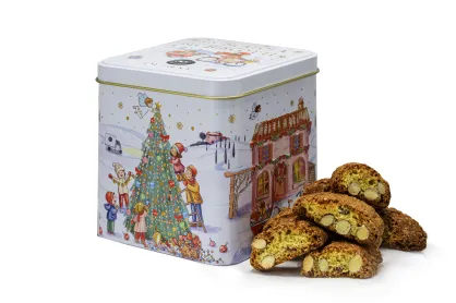 "Scatola di Biscotti Natale" - Cantuccini migdałowe - Cantuccini Toscani IGP w świątecznej puszce, 250g