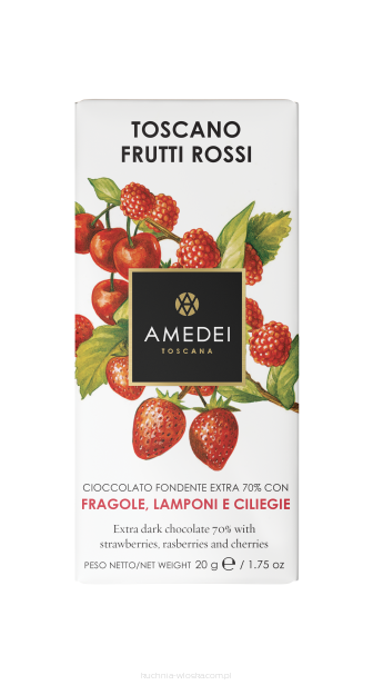 Mini czekolada Frutti Rossi ciemna z owocami, 20g