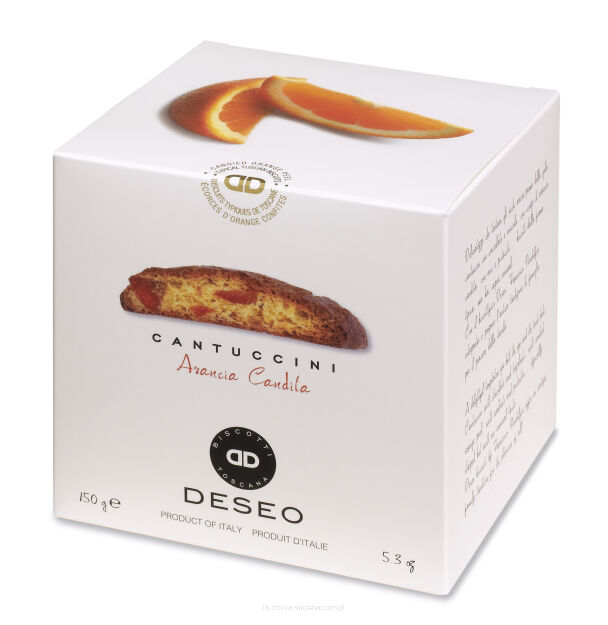 Cantuccini z Kandyzowaną Skórką Pomarańczową, 200g