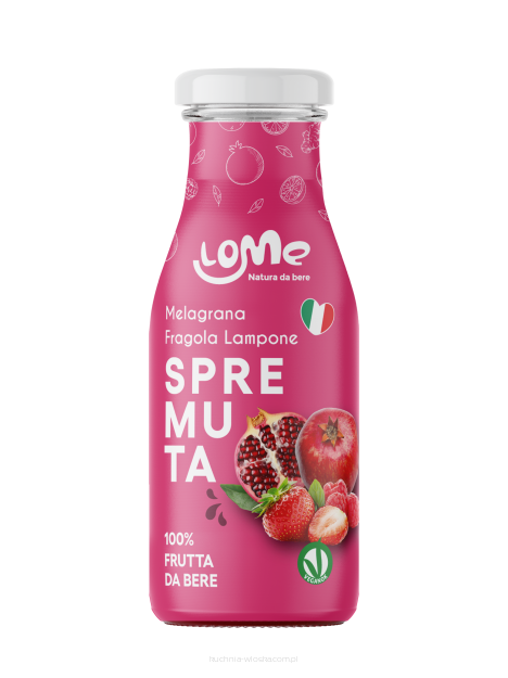 Naturalny sok z granatu z dodatkiem truskawek i malin, wyciskany na zimno, 200ml