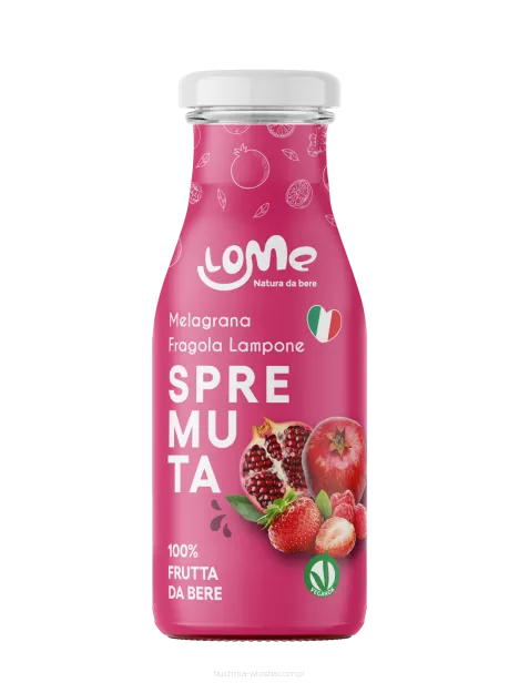 Naturalny sok z granatu z dodatkiem truskawek i malin, wyciskany na zimno, 200ml
