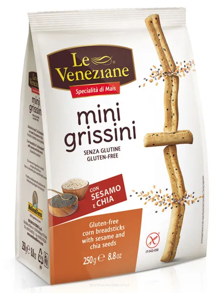 Grissini bezglutenowe z chia i sezamem, 250g