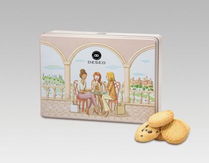 Ciasteczka maślane i czekoladowe w ozdobnej puszce, 240g
