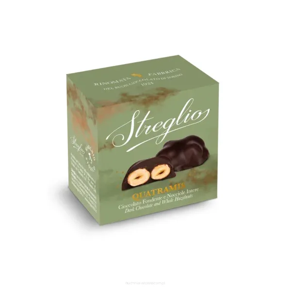 Quatramis - całe orzechy laskowe w ciemnej czekoladzie, 55g, Streglio