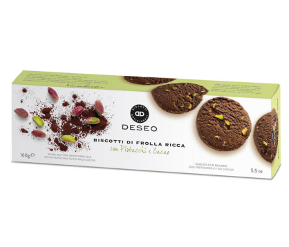 Biscotti kakaowe z pistacjami - ciasteczka maślane z kakao i pistacjami 160g