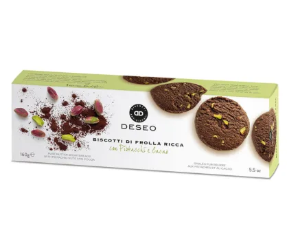 Biscotti kakaowe z pistacjami - ciasteczka maślane z kakao i pistacjami 160g