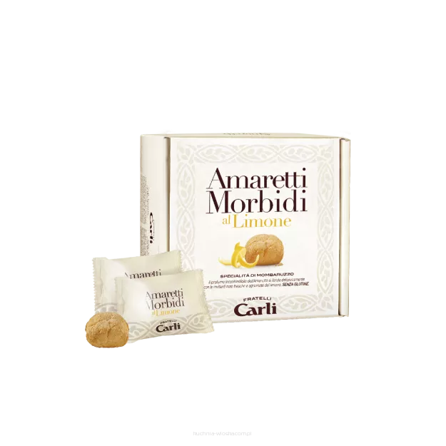 Amaretti Morbidi al Limone - miękkie ciasteczka migdałowe z cytryną, Carli 300g