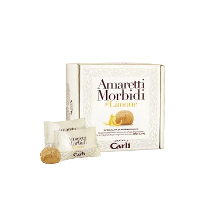 Amaretti Morbidi al Limone - miękkie ciasteczka migdałowe z cytryną, Carli 300g