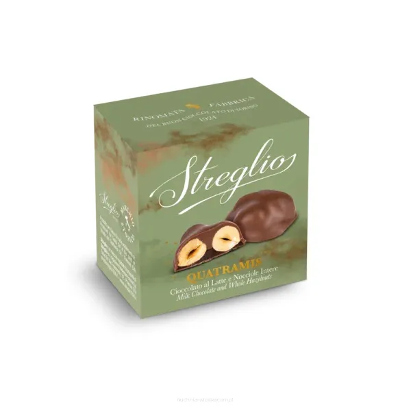 Quatramis - całe orzechy w mlecznej czekoladzie, 55g Streglio