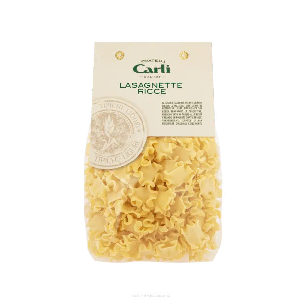Lasagnette Ricce - liguryjski makaron z semoliny durum, Carli, 500g