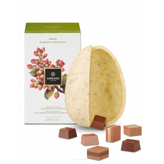 Jajko czekoladowe Amedei Białe z Pistacjami, 400g