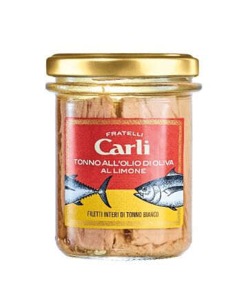 Tuńczyk Biały w oliwie z oliwek cytrynowej, Carli, 190g