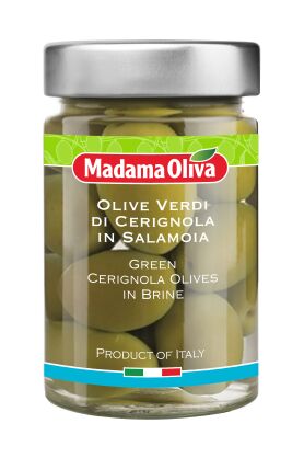 Oliwki zielone odmiany Cerignola całe, w zalewie, 300g
